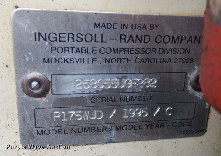 image for item DI6945 1995 Ingersoll Rand P175WJD  air compressor