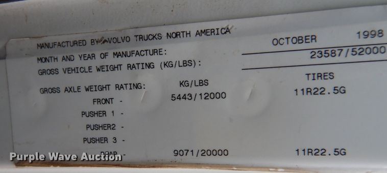 image for item DI6949 1999 Volvo WG  semi truck