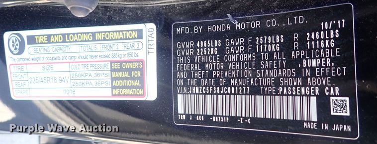 image for item DQ5000 2018 Honda Clarity