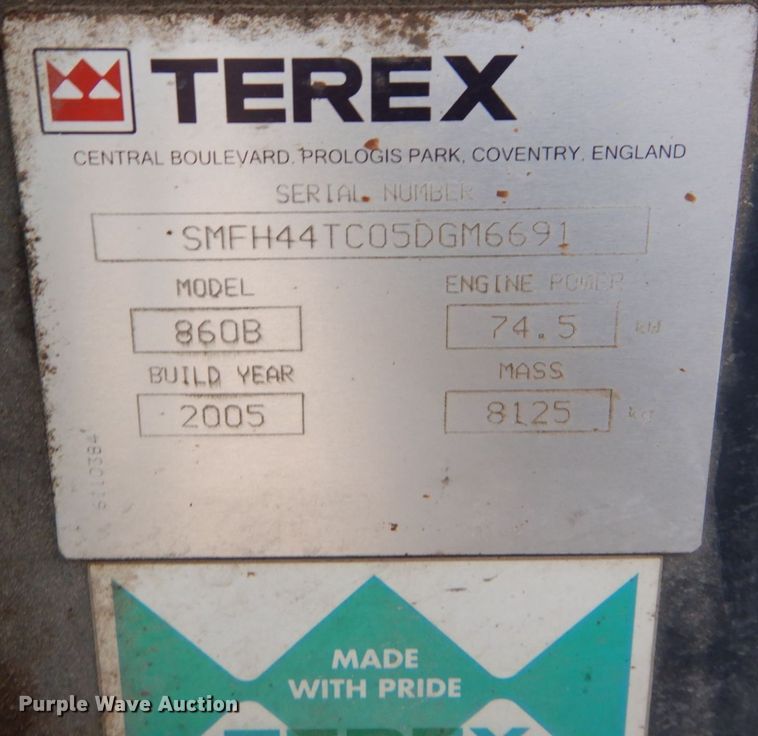 image for item DR8094 2005 Terex 860B  backhoe