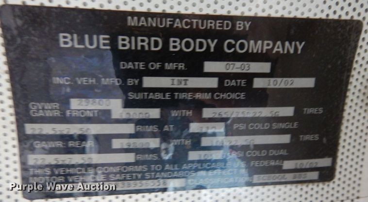 image for item DR8100 2003 Blue Bird  school bus