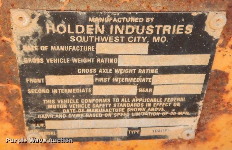 image for item HG9300 1987 Holden Industries  equipment trailer