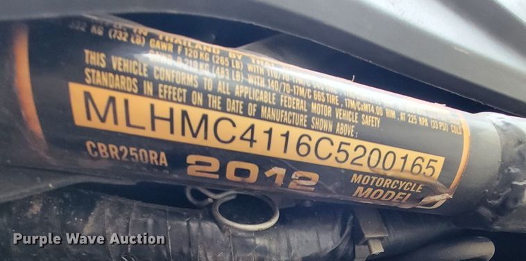 image for item HG9363 2012 Honda CBR250R  motorcycle