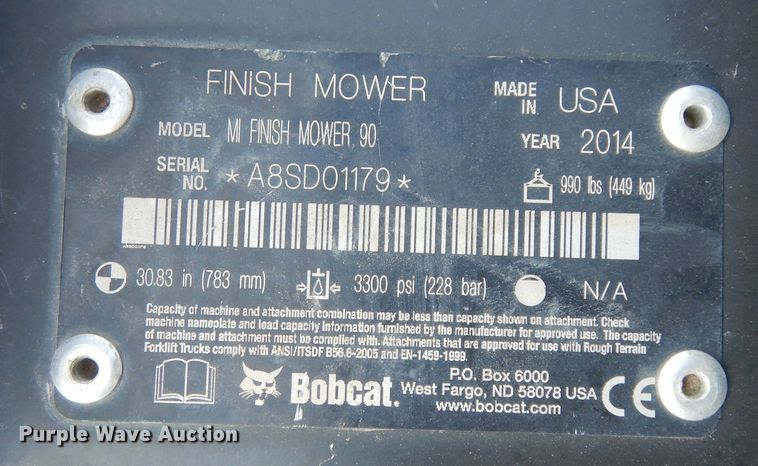 image for item IE9992 2014 Bobcat  90"W skid steer finish mower