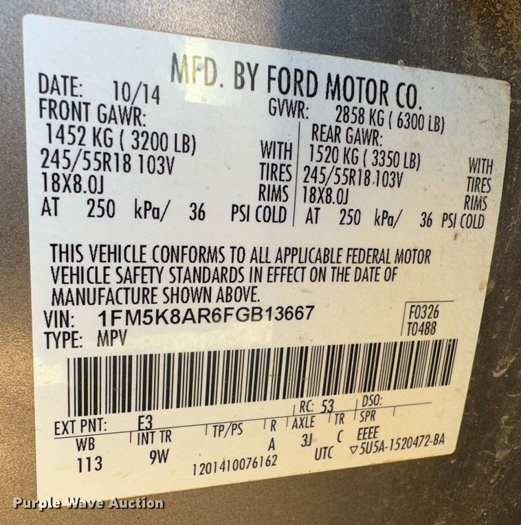 image for item JD9762 2015 Ford Explorer Police Interceptor  SUV