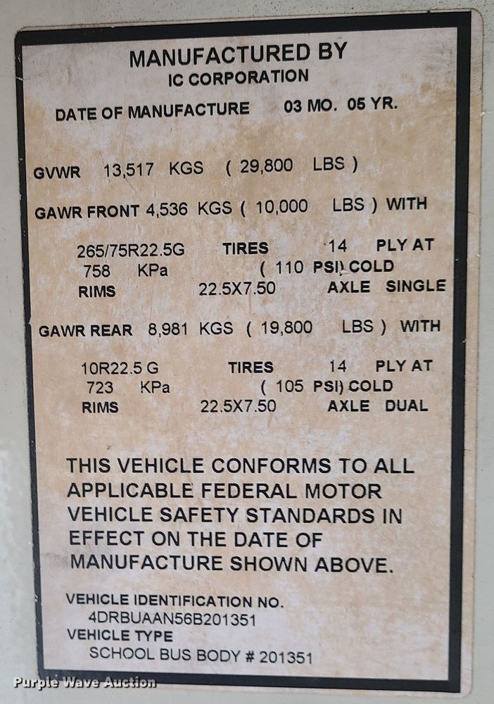 image for item JG9600 2006 IC CE300  school bus