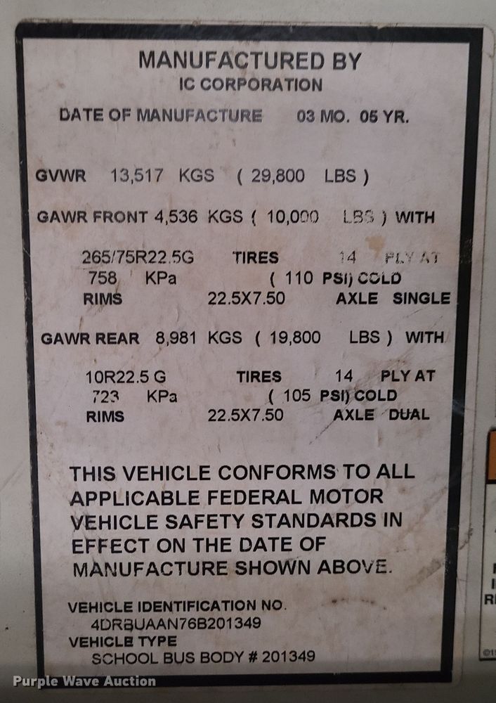 image for item JG9602 2006 IC CE300  school bus