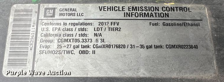 image for item JU9740 2012 Chevrolet Tahoe Police  SUV