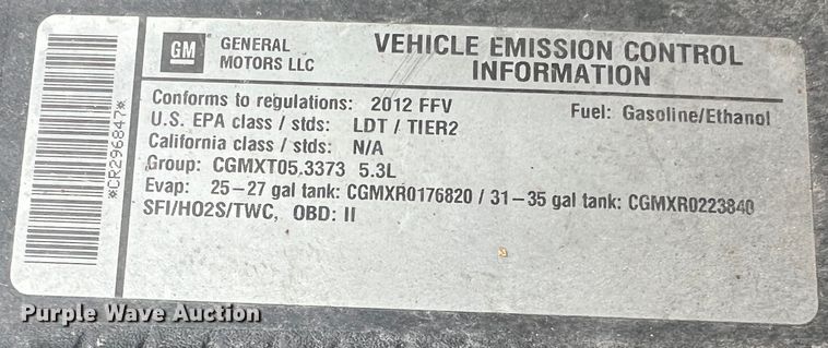 image for item JU9741 2012 Chevrolet Tahoe Police  SUV