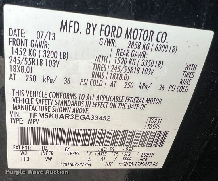 image for item JU9742 2014 Ford Explorer Police Interceptor  SUV