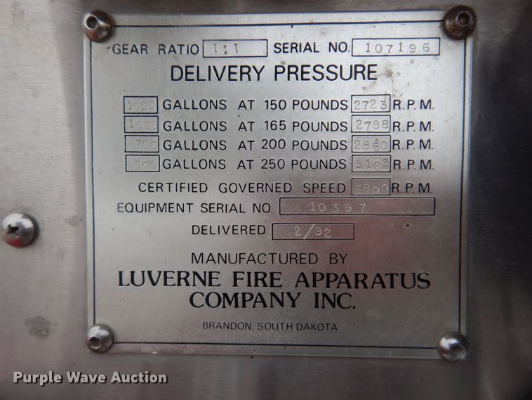 image for item KW9566 1992 Chevrolet Kodiak C5500  pumper fire truck