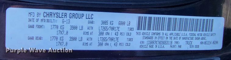 image for item LR9142 2013 Dodge Ram 1500  Crew Cab pickup truck