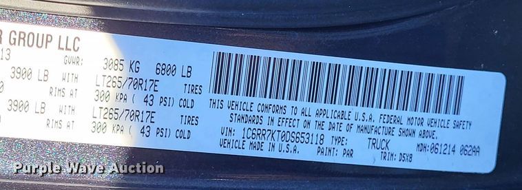 image for item LR9142 2013 Dodge Ram 1500  Crew Cab pickup truck