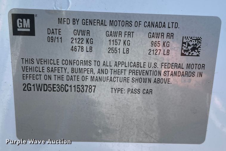 image for item MI9656 2012 Chevrolet Impala