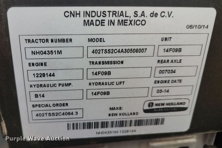 image for item MM9864 2014 New Holland TS6.120  MFWD tractor