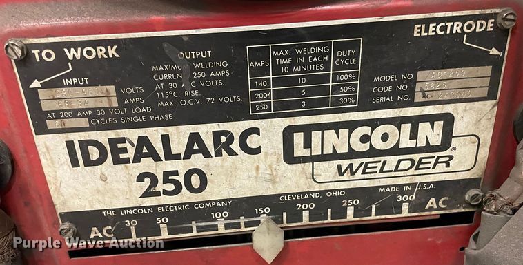 image for item MT9990 Lincoln Idealarc AC-250  welder