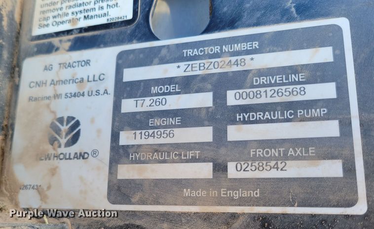 image for item LG9355 2014 New Holland T7.260  MFWD tractor