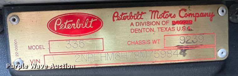 image for item JU9726 2008 Peterbilt 335  rollback truck