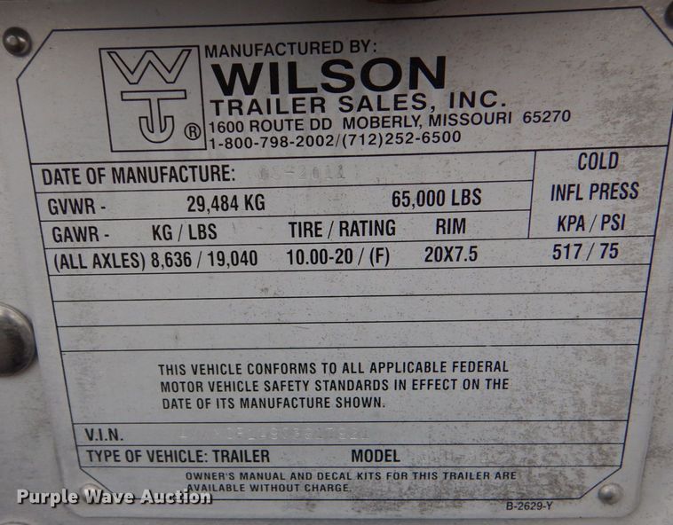 image for item LT9015 2012 Wilson DWH-550  grain trailer