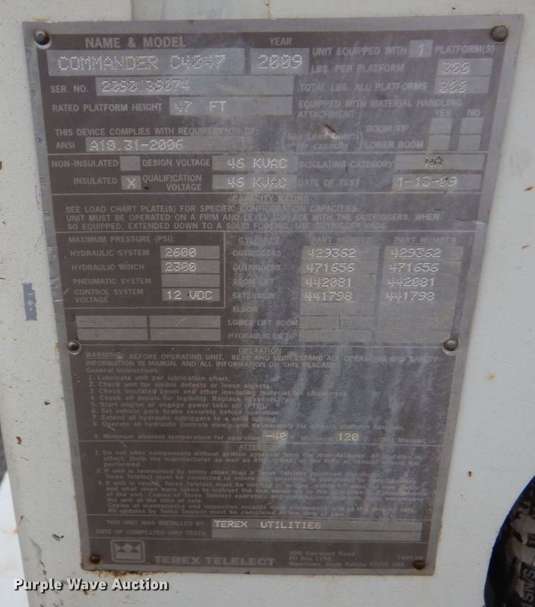 image for item MM9591 2009 International 7400  digger derrick truck