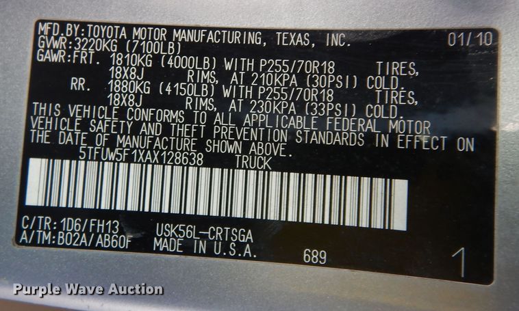 image for item DK7497 2010 Toyota Tundra  Double Cab pickup truck