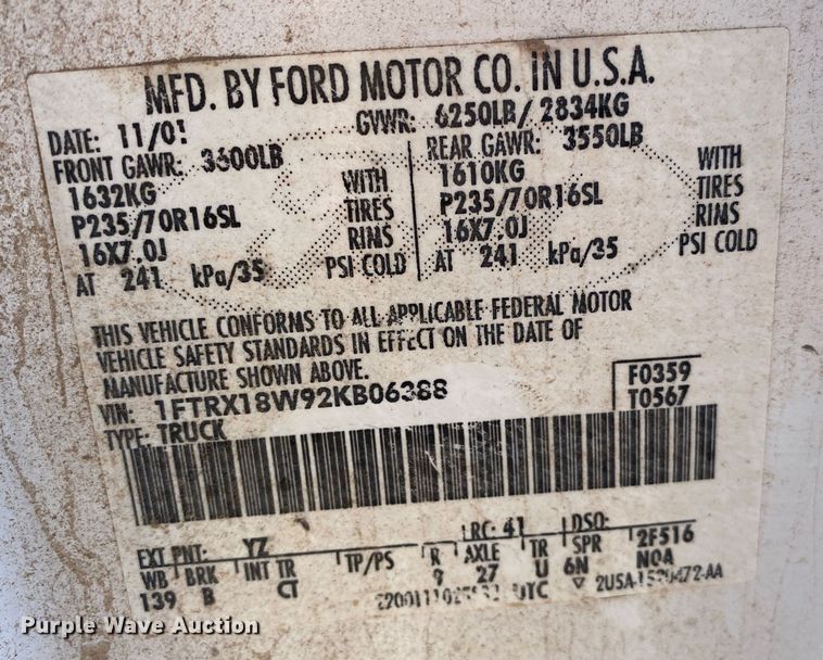 image for item DN8131 2002 Ford F150  SuperCab pickup truck