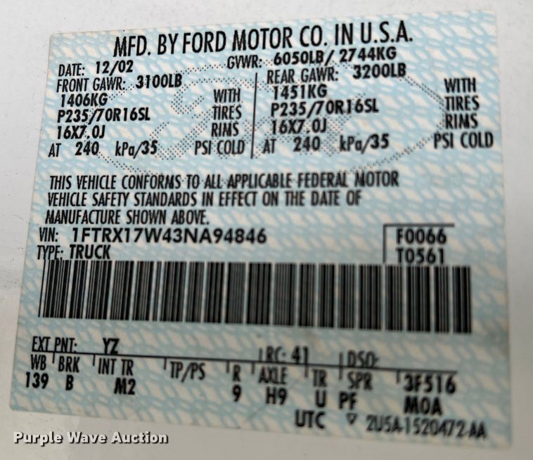 image for item DP0005 2003 Ford F150  SuperCab pickup truck