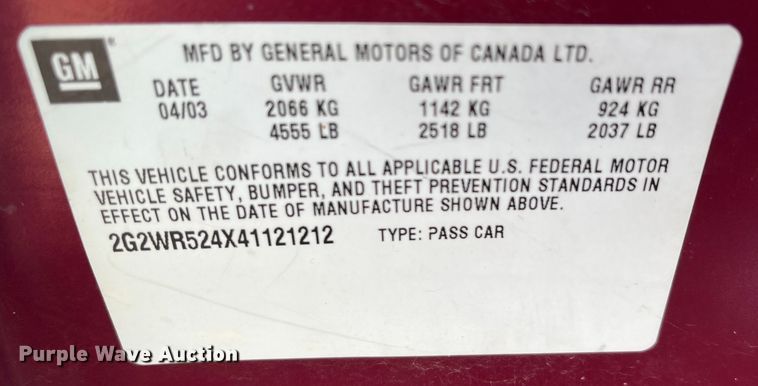 image for item DR7423 2004 Pontiac Grand Prix