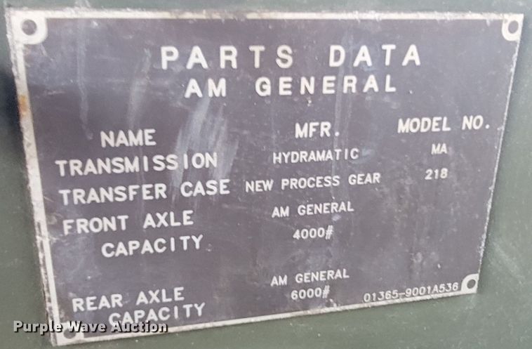 image for item HG9380 1988 Am General Humvee