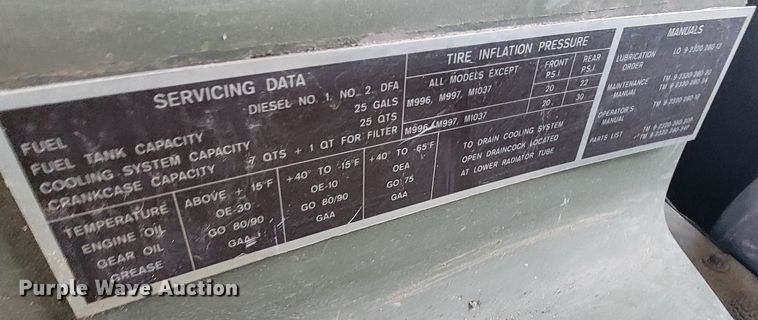 image for item HG9380 1988 Am General Humvee