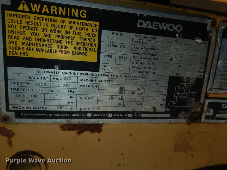 image for item JR9021 Daewoo BC20S  forklift