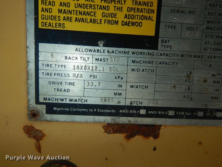 image for item JR9021 Daewoo BC20S  forklift