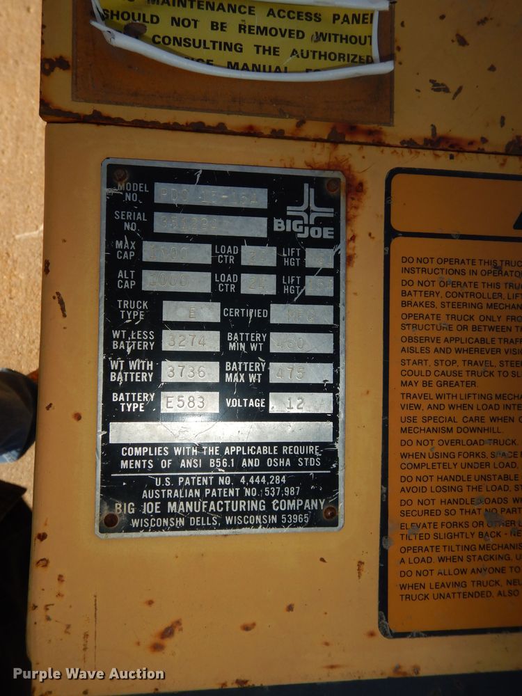 image for item JR9022 Big Joe  electric pallet jack