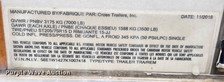 image for item KT9517 2019 Cross Trailers enclosed cargo trailer