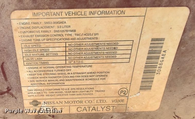 image for item LK9487 1995 Nissan XE  King Cab pickup truck