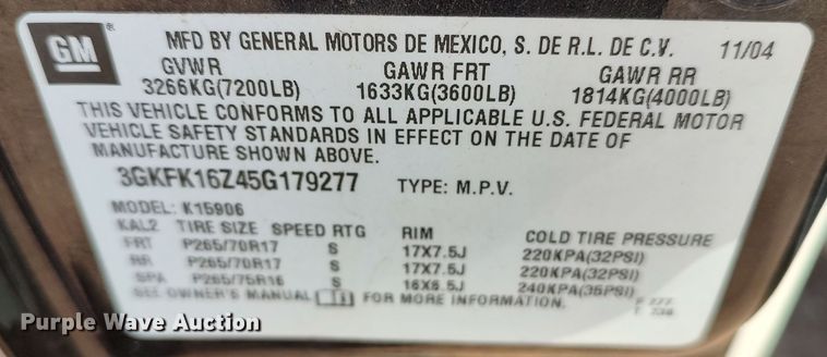 image for item LK9512 2005 GMC Yukon XL  SUV