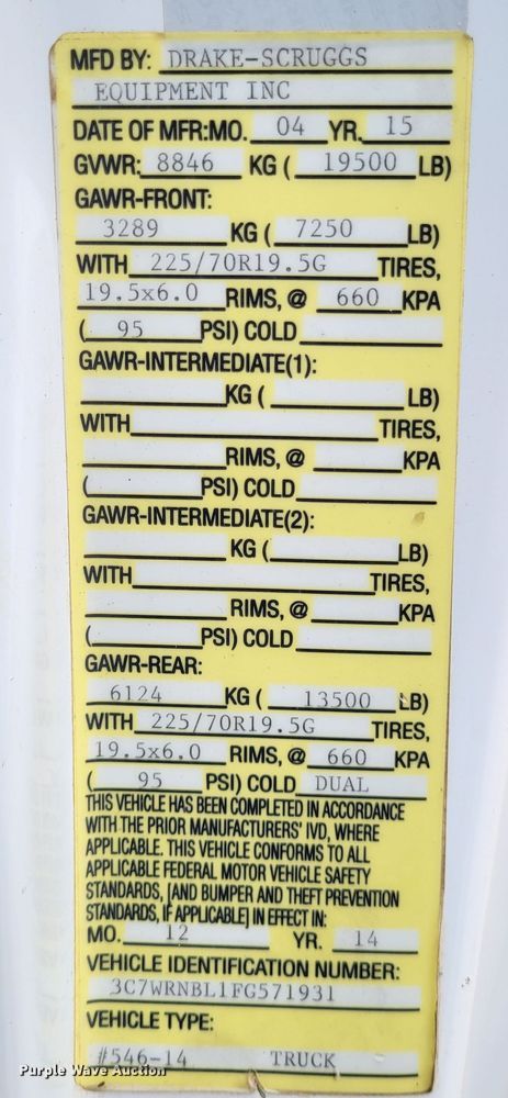 image for item LR9136 2015 Dodge Ram 5500HD  bucket truck