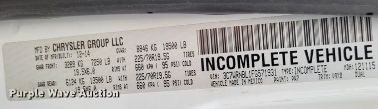 image for item LR9136 2015 Dodge Ram 5500HD  bucket truck