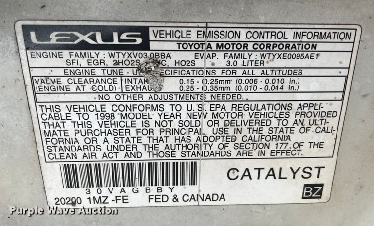 image for item MI9613 1998 Lexus ES 300