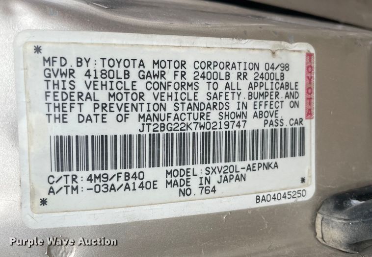 image for item MI9617 1998 Toyota Camry