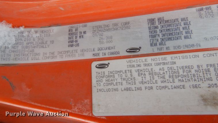 image for item AF9336 2003 Sterling LT9500  dump truck