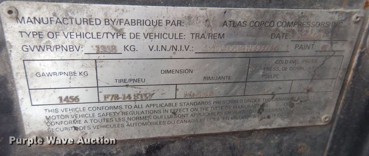 image for item DK2085 2001 Atlas Copco XAS96  air compressor