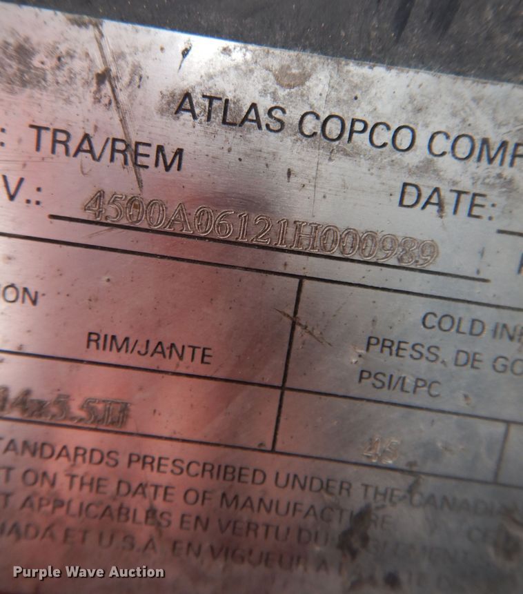 image for item DK2085 2001 Atlas Copco XAS96  air compressor