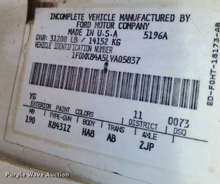 image for item DL2287 1990 Ford F800  dump flatbed pickup truck