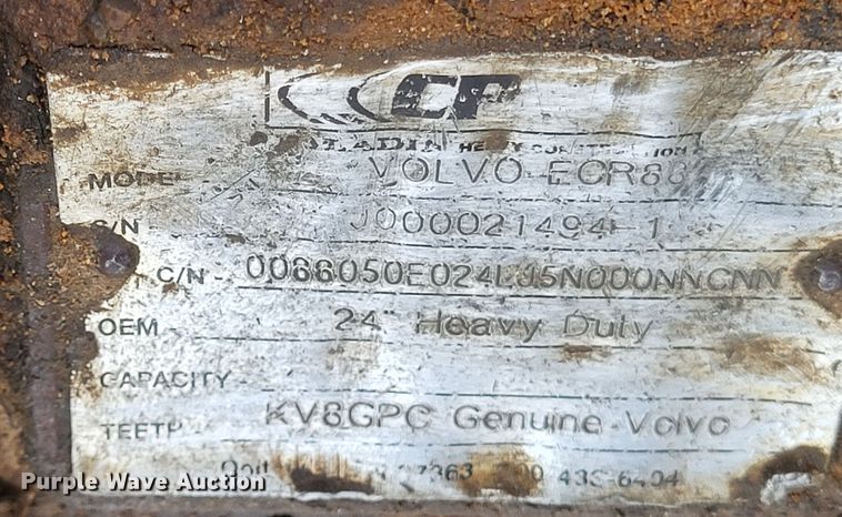 image for item DO3521 2012 Volvo ECR88  mini excavator