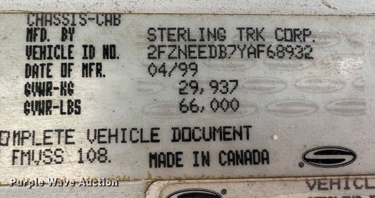 image for item ID9344 2000 Sterling L9500  ready mix truck