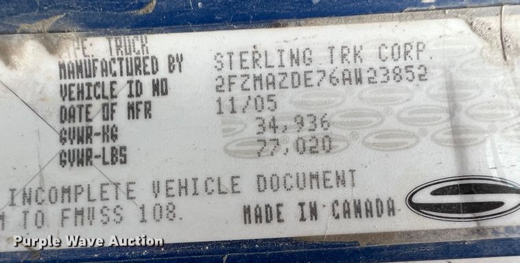 image for item ID9348 2006 Sterling L9500  ready mix truck