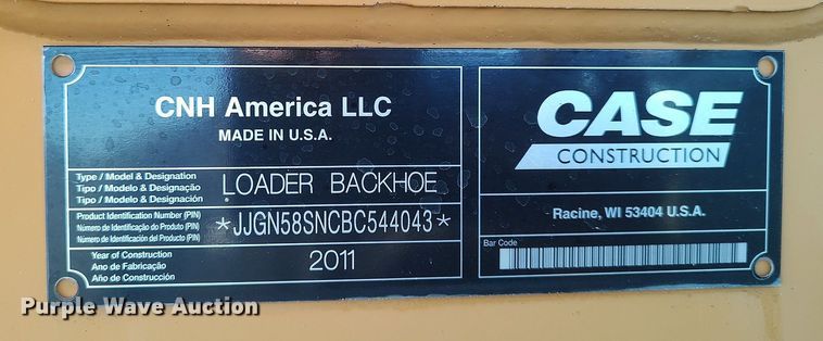 image for item JW9254 2011 Case 580 Super N  backhoe