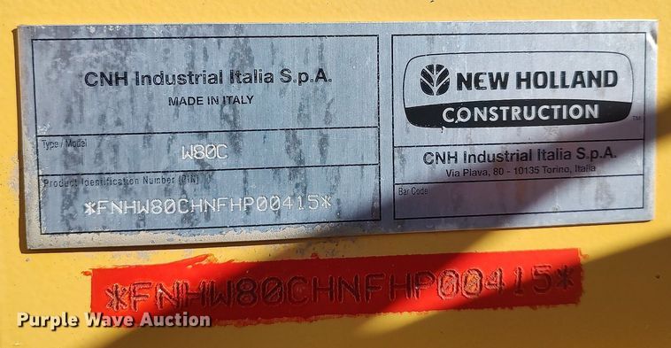 image for item JW9258 2015 New Holland W80C  wheel loader