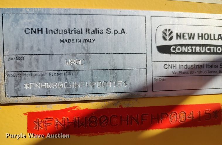 image for item JW9258 2015 New Holland W80C  wheel loader